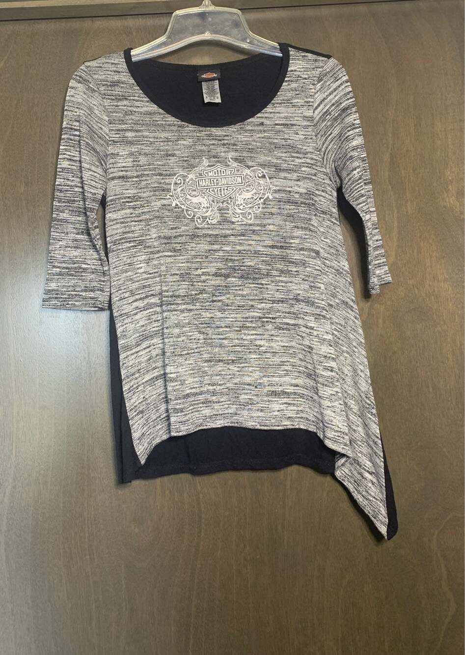 Harley Davidson women's small gray space dye shirt 3/4 sleeve